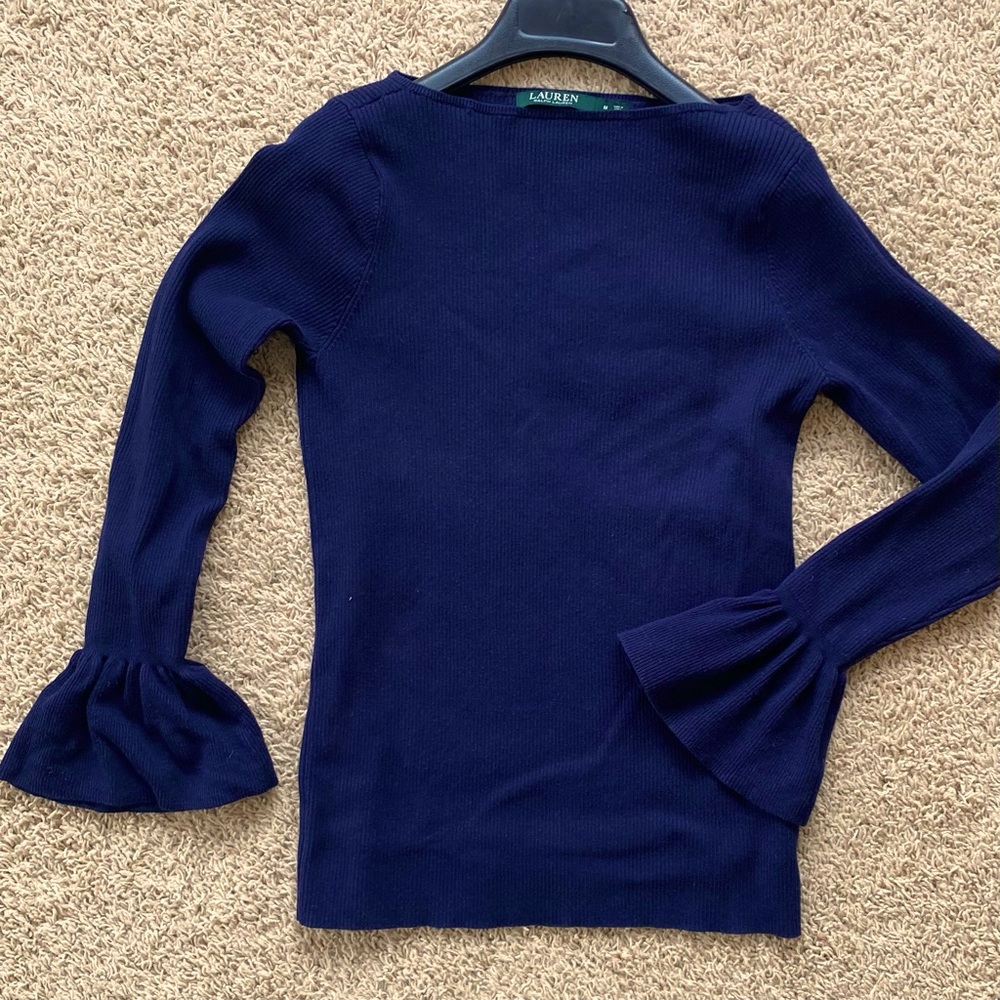 ❣️sold ❣️RALPH LAUREN | Elegant Sweater w Bell Sleeves, Navy Blue
